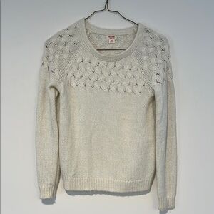 Mossimo Supply Co. Cream Textured Crew Neck Sweater